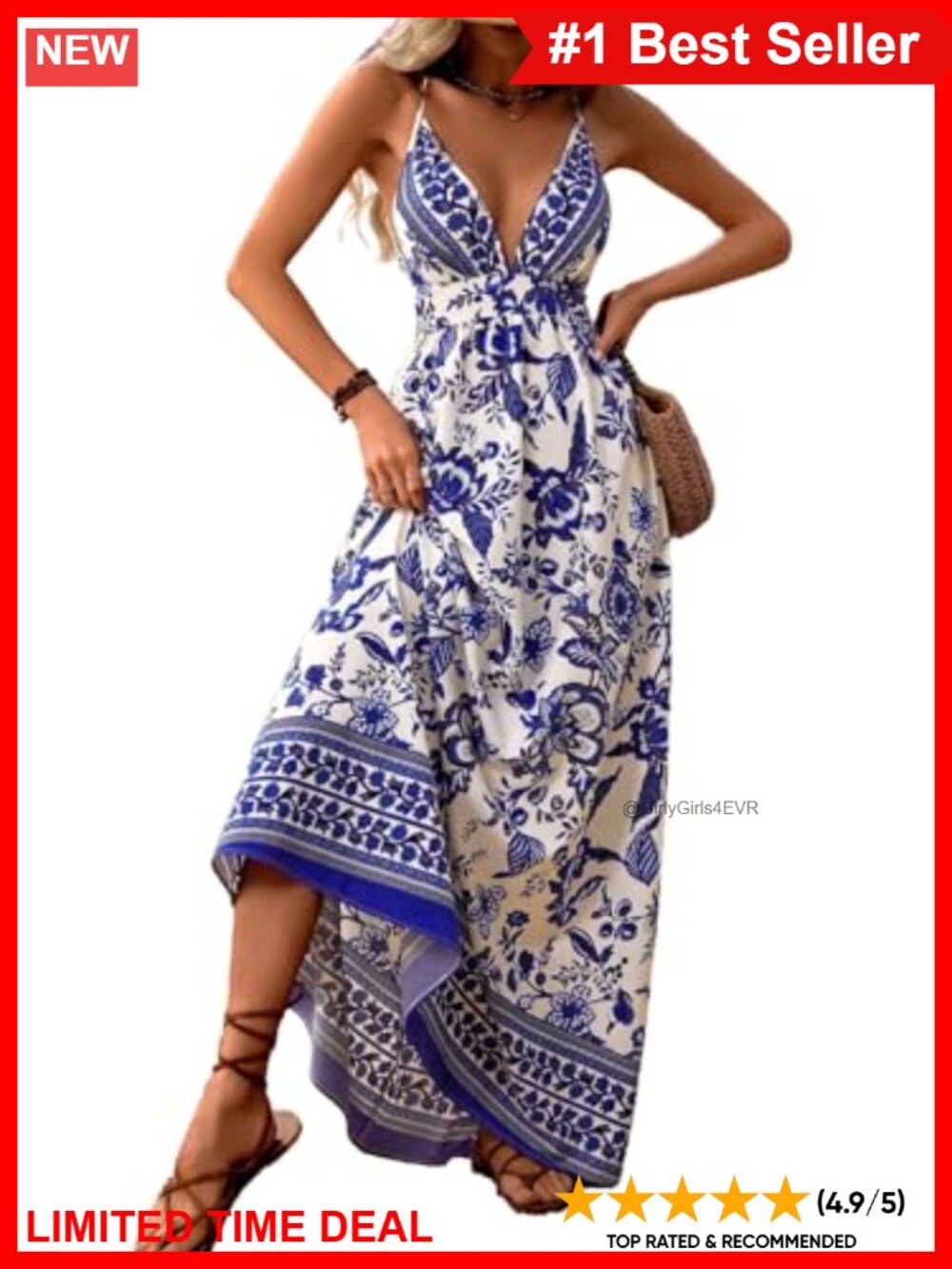 Womens Flowy Maxi Boho Floral Backless Summer Wedding Guest Dress